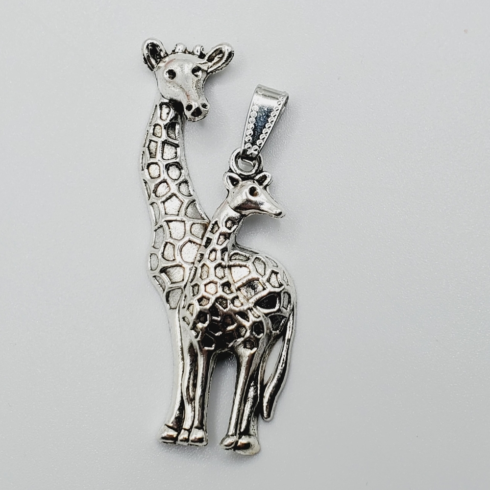 Giraffe necklace bracelet pendant charm mom and baby silver for chain New